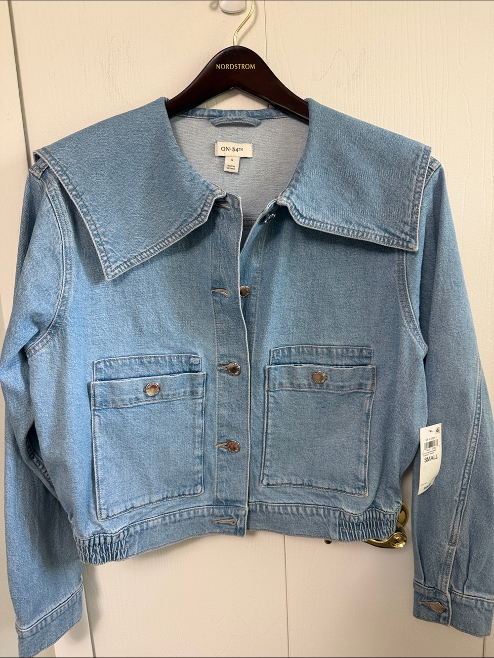 •REPOSH• ON 34th Light Blue Denim Jacket with Wide Collar